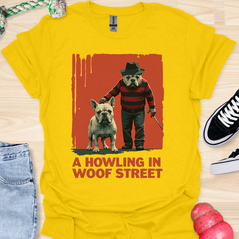 A Howling at Woof Street - Halloween - V1 - Frenchie and Bulldog T-Shirt